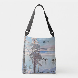Gallen-Kallela's Skaters kunst aangepaste monogram Crossbody Tas