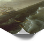 Galleon in Stormy Zeeen Poster (Hoek)