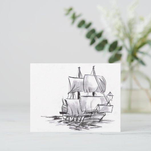 Galleon Old Ship Art Briefkaart (Staand voorkant)