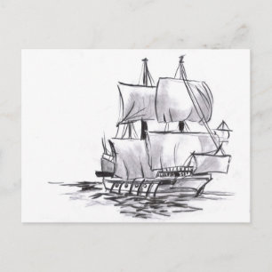 Galleon Old Ship Art Briefkaart