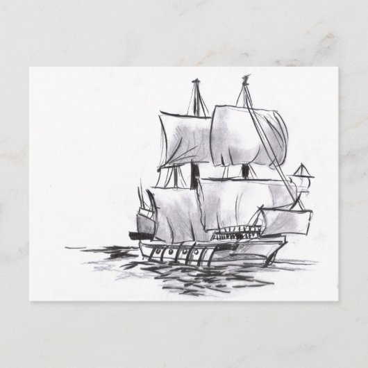 Galleon Old Ship Art Briefkaart (Voorkant)