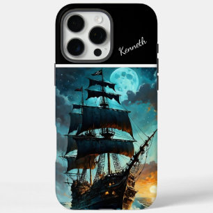 Galleon onder maanverlichte hemel iPhone 16 pro max hoesje