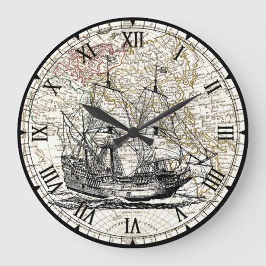 Galleon Sailing Ship~1789 Eastern Hemisphere Map~  Grote Klok (Voorkant)