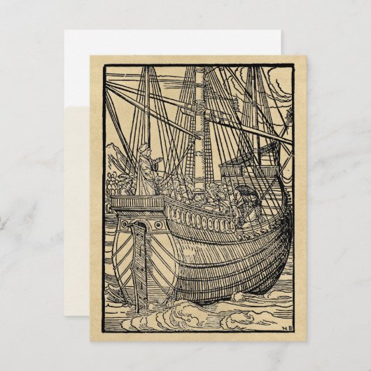 Galleon Sailing Ship Briefkaart (Voorkant / Achterkant)
