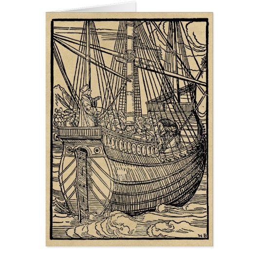 Galleon Sailing Ship Wenskaart (Voorkant)