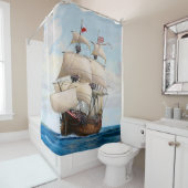 Galleon Warship op Zee Shower Curtain Douchegordijn (In situ)