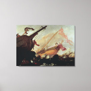 Galleons die op een rotsachtige kust zijn verwoest canvas afdruk