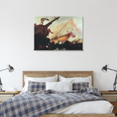 Galleons die op een rotsachtige kust zijn verwoest canvas afdruk (Insitu (Slaapkamer))