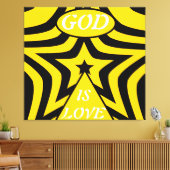 Gallery-Wrapped Canvas: Cyber Yellow & Black Star Canvas Afdruk (Insitu (Woonkamer))