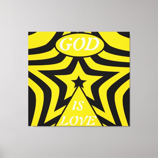 Gallery-Wrapped Canvas: Cyber Yellow & Black Star Canvas Afdruk (Voorkant)