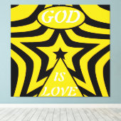 Gallery-Wrapped Canvas: Cyber Yellow & Black Star Canvas Afdruk (Insitu (Houten vloer))
