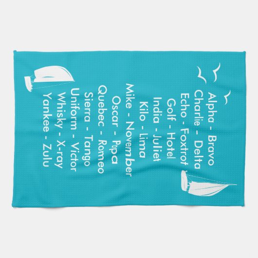 Galley Fonetisch Alfabet Radio Taal Bootdoek Theedoek (Horizontaal)