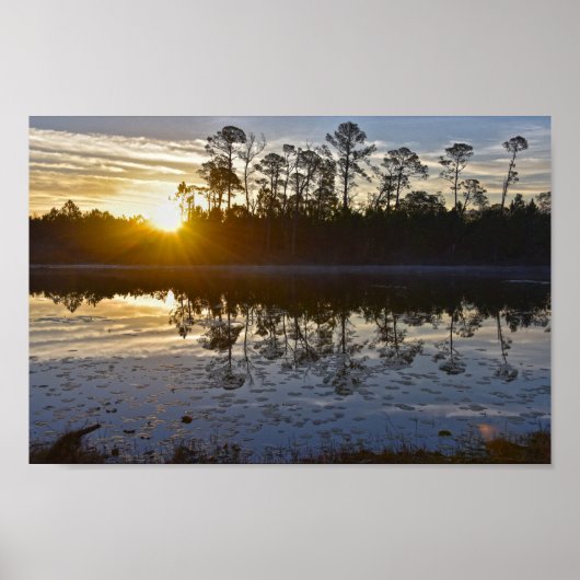 Galliard Lake Sunrise, Audubon Bird Sanctuary Poster (Voorkant)