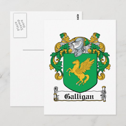 Galligan Family Crest Briefkaart (Voorkant / Achterkant)