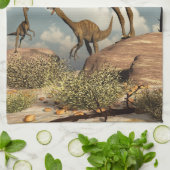 Gallimimus dinosaurussen - 3D rendering Theedoek (Gevouwen)