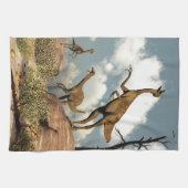 Gallimimus dinosaurussen - 3D rendering Theedoek (Horizontaal)