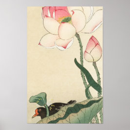 Gallinule met Lotus Flowers door Ohara Koson Poster