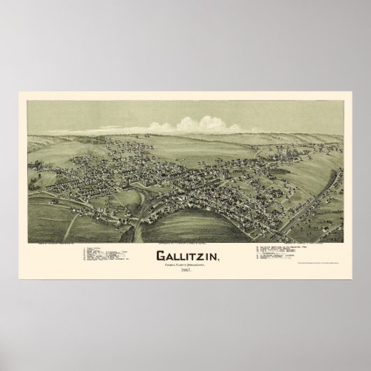 Gallitzin, PA Panoramic Map - 1901 Poster (Voorkant)