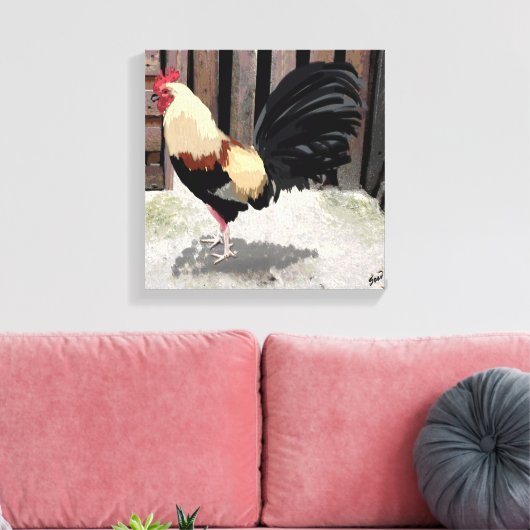 Gallo de Pelea/Gamecock Stretched Canvas Print (Insitu (Woonkamer))