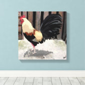 Gallo de Pelea/Gamecock Stretched Canvas Print (Insitu (Houten vloer))