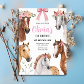 Gallop On Over Floral Horses & Bows Birthday Kaart