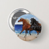 Gallop strand Arabian paard Ronde Button 5,7 Cm (Voorkant /achterkant)