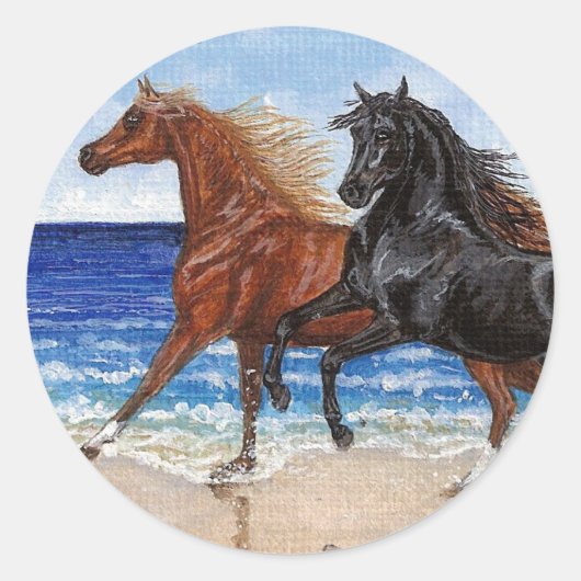 Gallop strand Arabisch paard sticker (Voorkant)