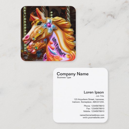 Gallopers 02 (Paarden voor vliegende paarden) Vierkante Visitekaartje (Voorkant / Achterkant)