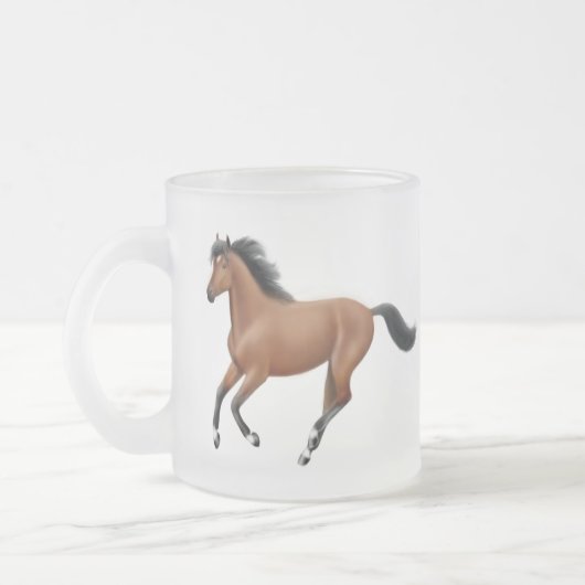 Galloping Bay Horse Frosted Mok (Links)