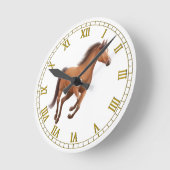 Galloping Bay Horse Wall Clock Ronde Klok (Hoek)