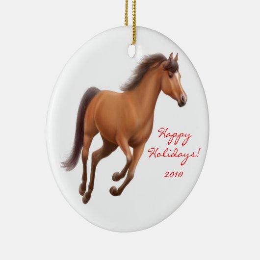 Galloping Bay Thoroughbred Horse Ornament (Rechts)
