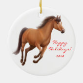 Galloping Bay Thoroughbred Horse Ornament (Achterkant)