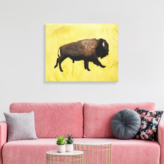 Galloping Bison Canvas Afdruk (Insitu (Woonkamer))