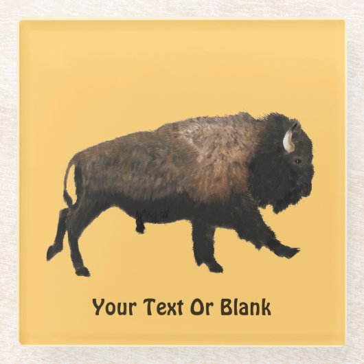 Galloping Bison Glazen Onderzetter (Voorkant)