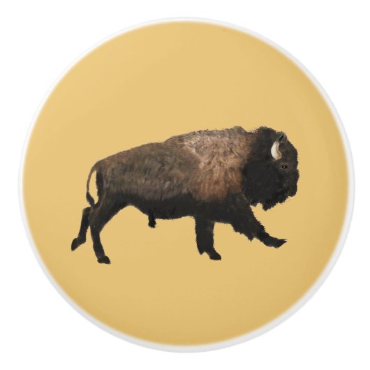 Galloping Bison Keramische Knop (Voorkant)