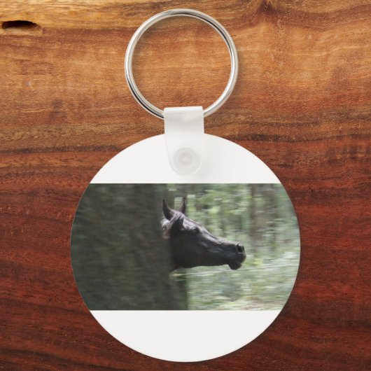 Galloping Black Arabian Mare Sleutelhanger (Voorkant)
