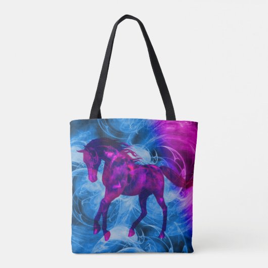Galloping Black Fantasy Horse Tote Bag (Achterkant)