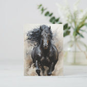 Galloping Black Horse Briefkaart (Staand voorkant)