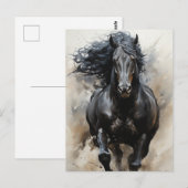 Galloping Black Horse Briefkaart (Voorkant / Achterkant)