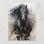 Galloping Black Horse Briefkaart (Voorkant)