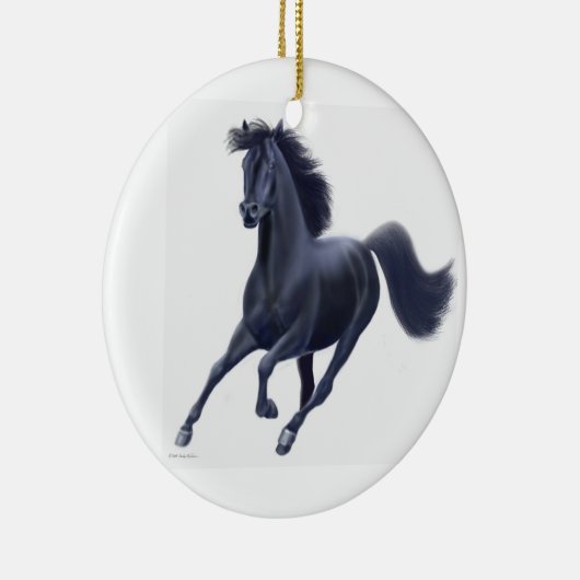 Galloping Black Thoroughbred Horse Ornament (Rechts)