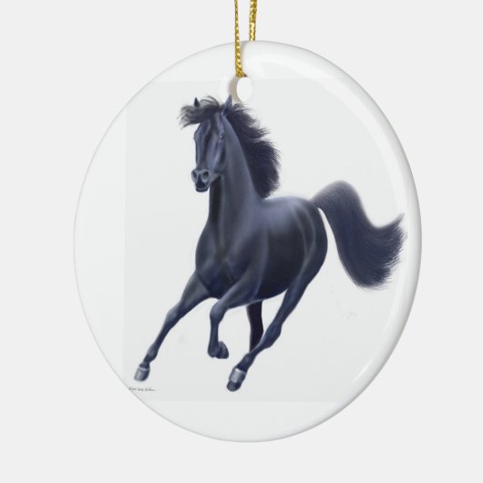 Galloping Black Thoroughbred Horse Ornament (Links)
