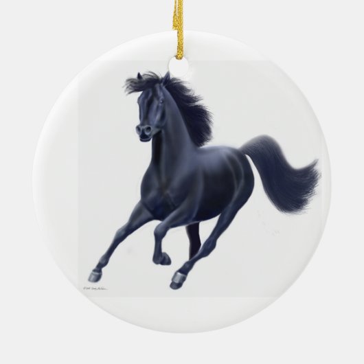 Galloping Black Thoroughbred Horse Ornament (Achterkant)