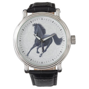 Galloping Black Thoroughbred Horse Watch Horloge