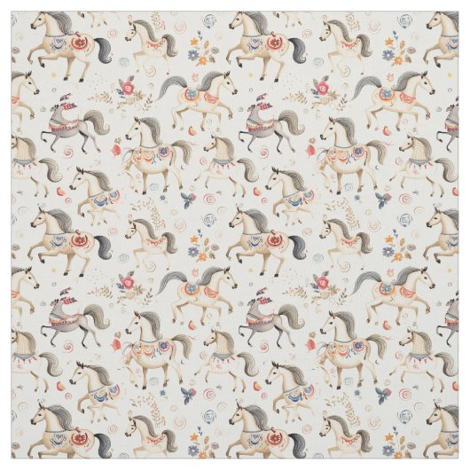 Galloping Carrousel: Whimsy Paard Stof (Swatch)
