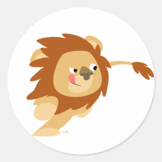 Galloping Cartoon Leeuw ronde sticker