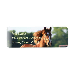 Galloping Chestnut Horse Return Label