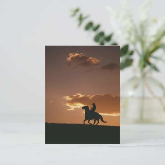 Galloping Cowboy Silhouette Briefkaart (Staand voorkant)