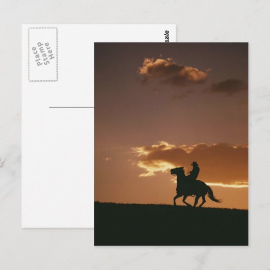 Galloping Cowboy Silhouette Briefkaart (Voorkant / Achterkant)