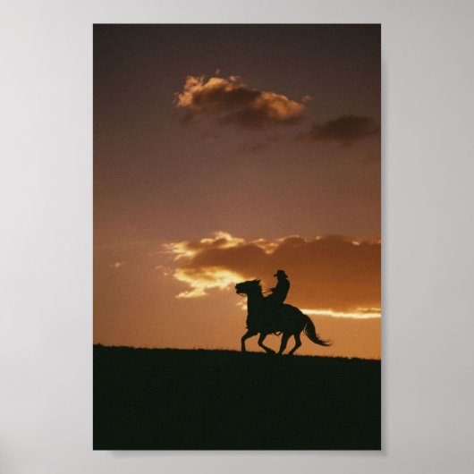 Galloping Cowboy Silhouette Poster (Voorkant)